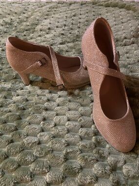 Glitter Mary Jane Heels in Gold - Women's Dress Pumps